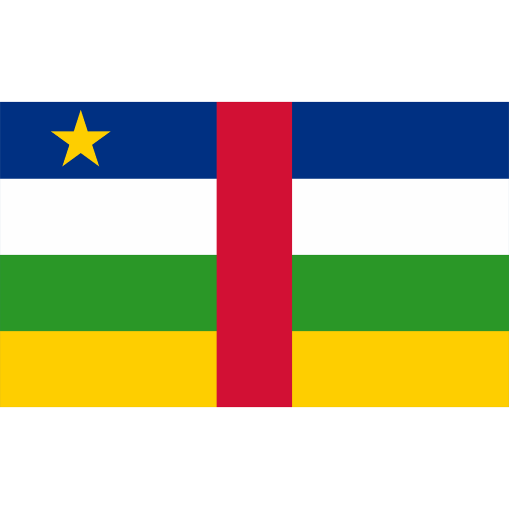 Drapeau de la Centrafrique représentant la cuisine centrafricaine au restaurant
