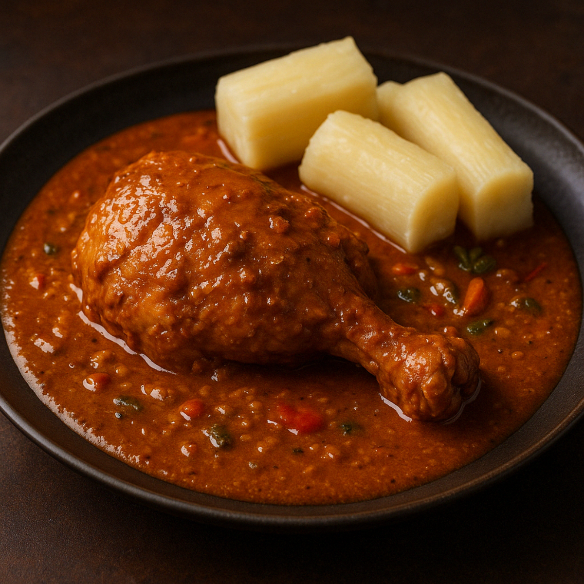 Poulet à la Moambe, spécialité congolaise servie au restaurant Ubuntu