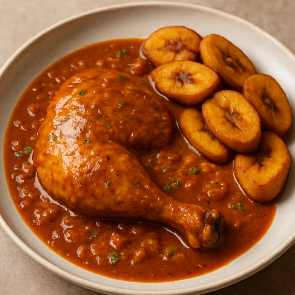 Poulet Nyembwe, spécialité gabonaise servie au restaurant Ubuntu
